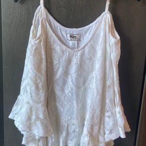 NightCap White Knit Open Shoulder Top